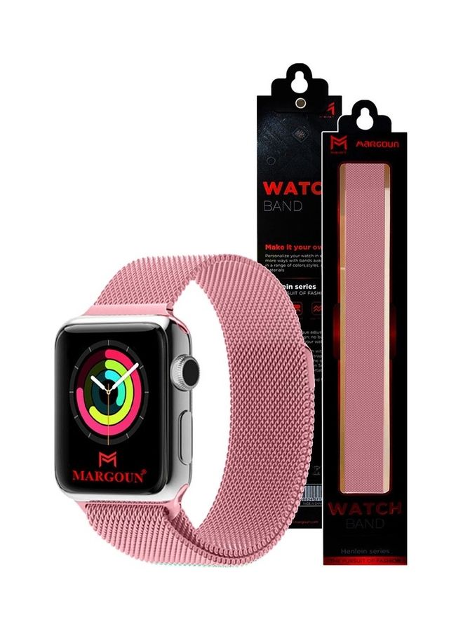 MARGOUN - Apple Watch Band 38mm/40mm/41mm Stainless Steel Milanese Loop Mesh Band Magnetic Strap For iWatch Series 8/7/6/SE/5/4/3/2/1 Light Pink - Image 1