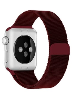 MARGOUN Stainless Steel Milanese Loop Mesh Band Magnetic Strap For Apple Watch 42mm/44mm/45mm Watch Series 8/7/6/SE/5/4/3/2/1 Dark Red  - Image 2