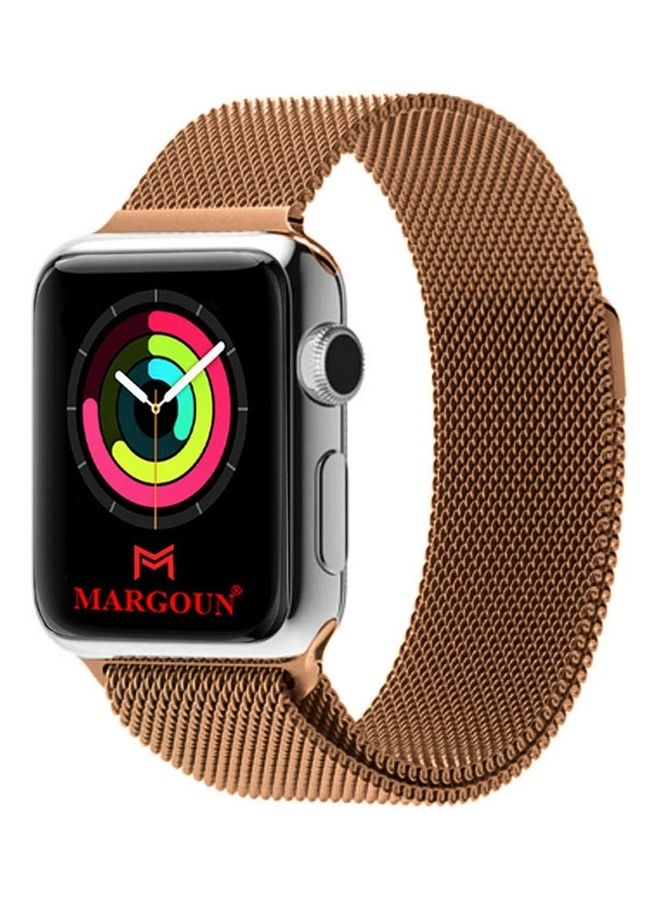 MARGOUN - Stainless Steel Milanese Loop Mesh Band Magnetic Strap For Apple Watch 42mm/44mm/45mm Watch Series 8/7/6/SE/5/4/3/2/1 Dark Brown - Image 1