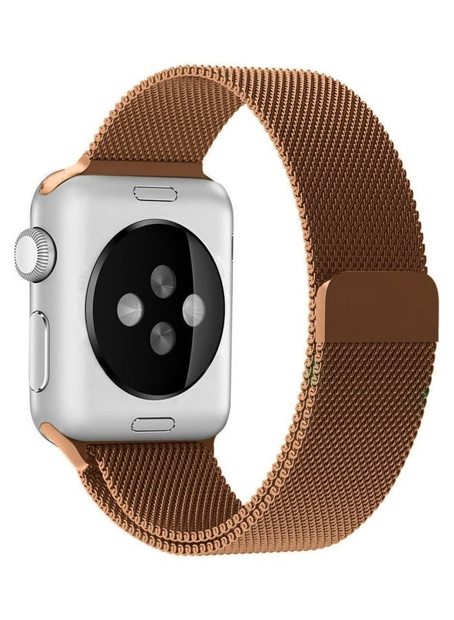 MARGOUN - Stainless Steel Milanese Loop Mesh Band Magnetic Strap For Apple Watch 42mm/44mm/45mm Watch Series 8/7/6/SE/5/4/3/2/1 Dark Brown - Image 1