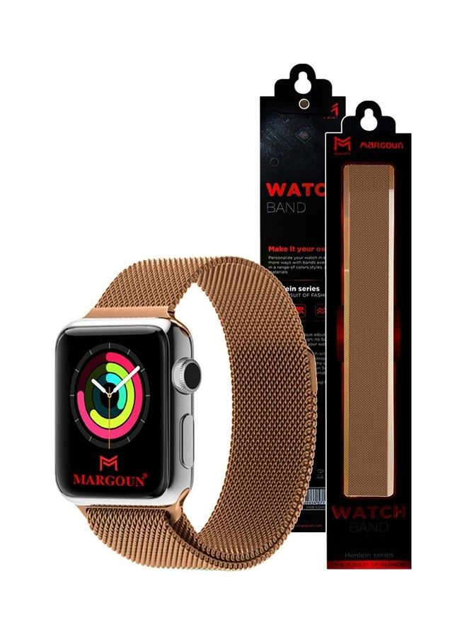 MARGOUN - Stainless Steel Milanese Loop Mesh Band Magnetic Strap For Apple Watch 42mm/44mm/45mm Watch Series 8/7/6/SE/5/4/3/2/1 Dark Brown - Image 1