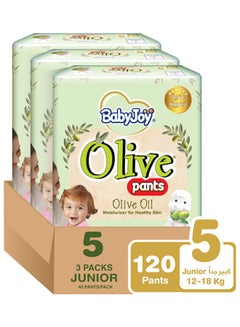BabyJoy Olive Pants, Size 5, Junior, 12-18 Kg, Mega Box, 120 Diapers Pack Of 3  - Image 1