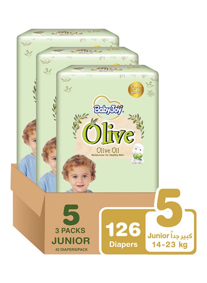 BabyJoy - Olive Tape Diaper, Size 5, Junior, 14-23 Kg, Mega Box, 126 Diapers - Image 1