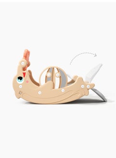 XIANGYU Kids Double Plastic Rocking Horse And Slide - Light Pink/Beige 102x34x47cm  - Image 2