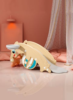 XIANGYU Kids Double Plastic Rocking Horse And Slide - Light Pink/Beige 102x34x47cm  - Image 5
