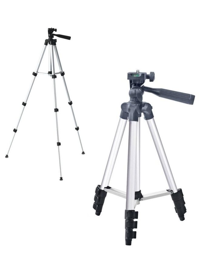 MARGOUN - Tripod 3110 Mobile Phone Camera Stand Holder Adjustable Portable Aluminum Smartphone Camera Tripod with Remote Shutter Silver/Black - Image 1