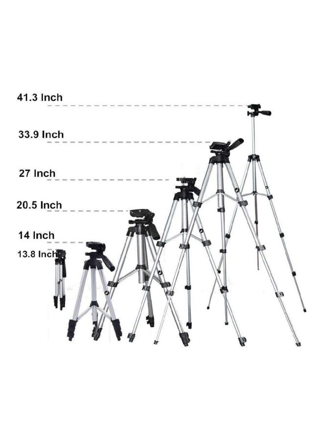 MARGOUN - Tripod 3110 Mobile Phone Camera Stand Holder Adjustable Portable Aluminum Smartphone Camera Tripod with Remote Shutter Silver/Black - Image 1