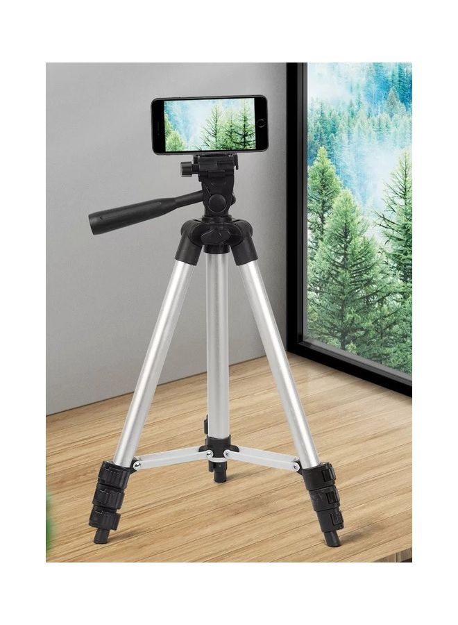 MARGOUN - Tripod 3110 Mobile Phone Camera Stand Holder Adjustable Portable Aluminum Smartphone Camera Tripod with Remote Shutter Silver/Black - Image 1
