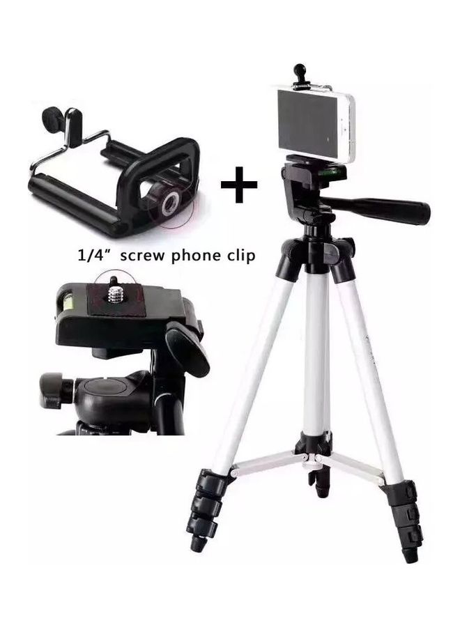MARGOUN - Tripod 3110 Mobile Phone Camera Stand Holder Adjustable Portable Aluminum Smartphone Camera Tripod with Remote Shutter Silver/Black - Image 1