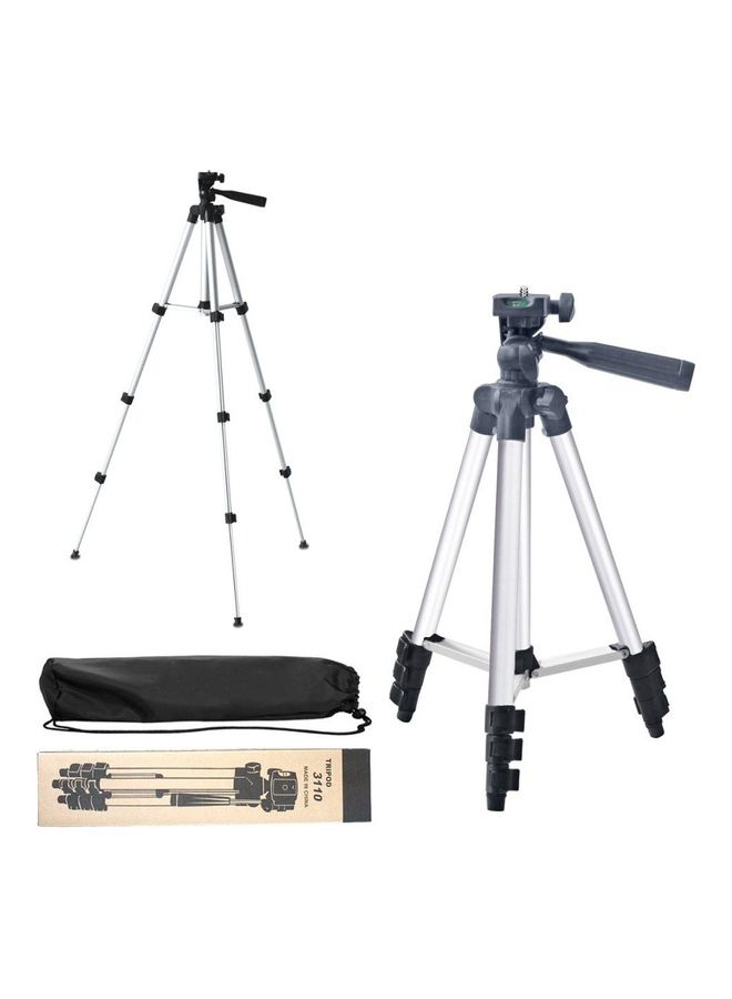 MARGOUN - Tripod 3110 Mobile Phone Camera Stand Holder Adjustable Portable Aluminum Smartphone Camera Tripod with Remote Shutter Silver/Black - Image 1