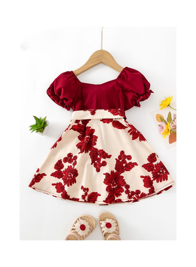Kidle - Trendy New European And American Style Cute Fashionable Floral Lantern Sleeves Children's Dress - Image 1