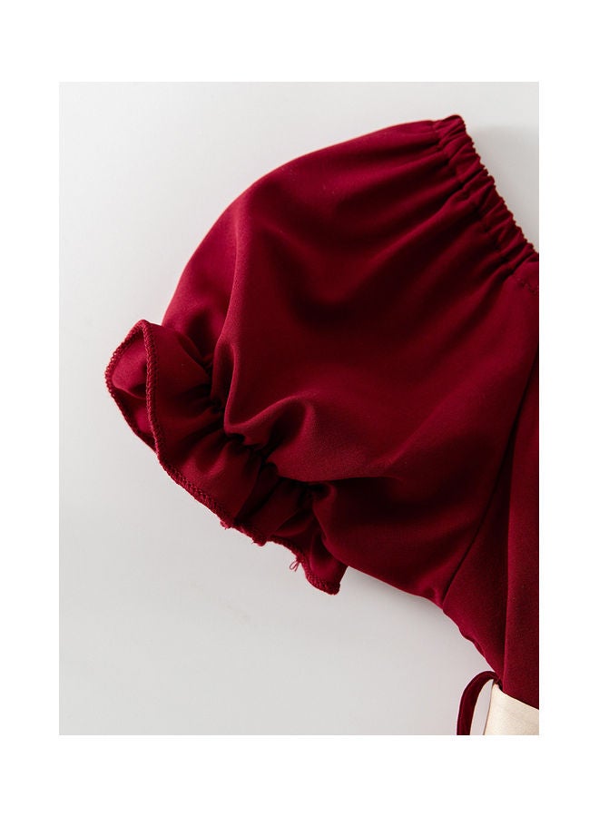 Kidle - Trendy New European And American Style Cute Fashionable Floral Lantern Sleeves Children's Dress - Image 1