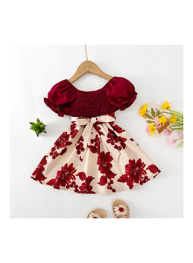 Kidle - Trendy New European And American Style Cute Fashionable Floral Lantern Sleeves Children's Dress - Image 1