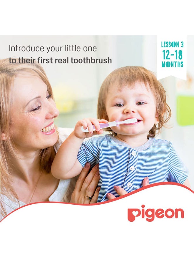 pigeon Lesson 3 Training Toothbrush, 12+ M – Purple  - Image 5