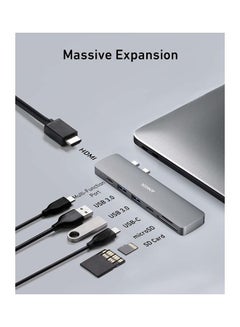 Anker USB C Hub for MacBook, PowerExpand Direct 7-in-2 USB C Adapter Compatible with USB C Multi-Function Port, 100W Power Delivery, 4K HDMI, USB C and 2 USB A Data Ports, SD and microSD Card Reader Grey  - Image 2