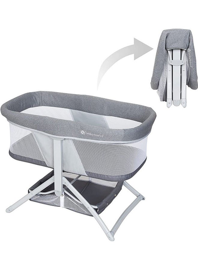 babytrend Quick-Fold 2-In-1 Rocking Bassinet- Shadow Stone Grey  - Image 1