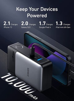 Anker 733 Power Bank (GaNPrime PowerCore 65W), 2-in-1 Hybrid Charger, 10,000mAh 30W USB-C Portable Charger with 65W Wall Charger, Works for iPhone 16/15 Series, Samsung, Pixel, MacBook, Dell, and More Black  - Image 3