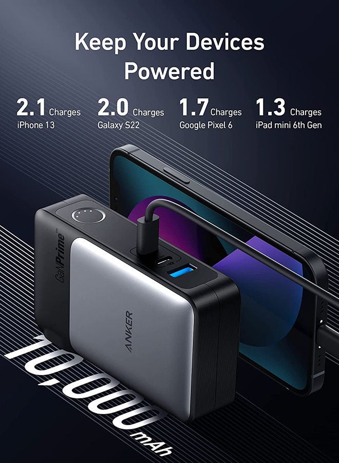 Anker - 733 Power Bank (GaNPrime PowerCore 65W), 2-in-1 Hybrid Charger, 10,000mAh 30W USB-C Portable Charger with 65W Wall Charger, Works for iPhone 16/15 Series, Samsung, Pixel, MacBook, Dell, and More Black - Image 1