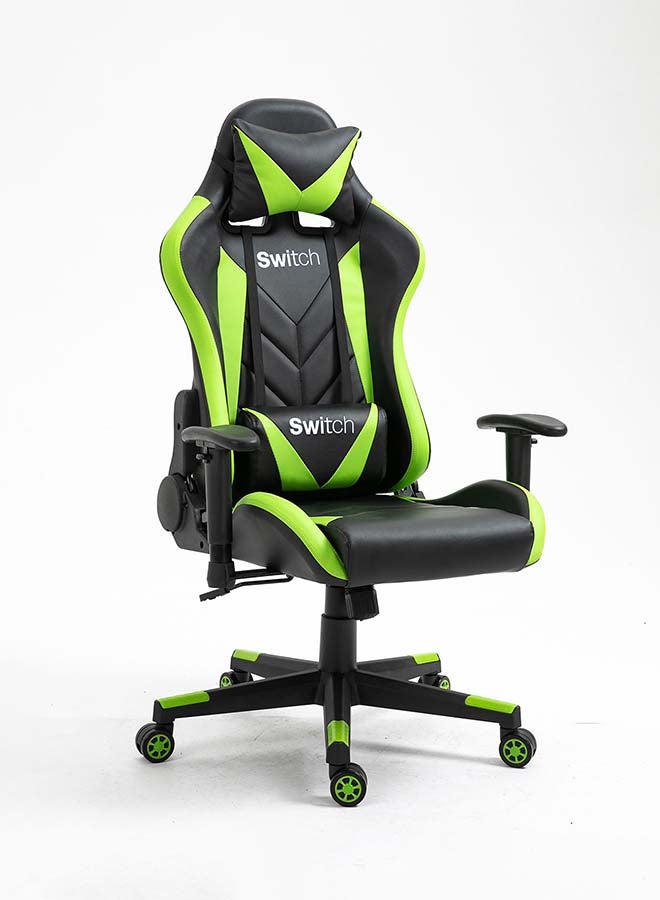 Switch Rune Soft 2D Armrest gamers chair with high backrest and adjustible seat height ergonomic design that can be used as office chair as well Green And Black 5903G UAE Dubai