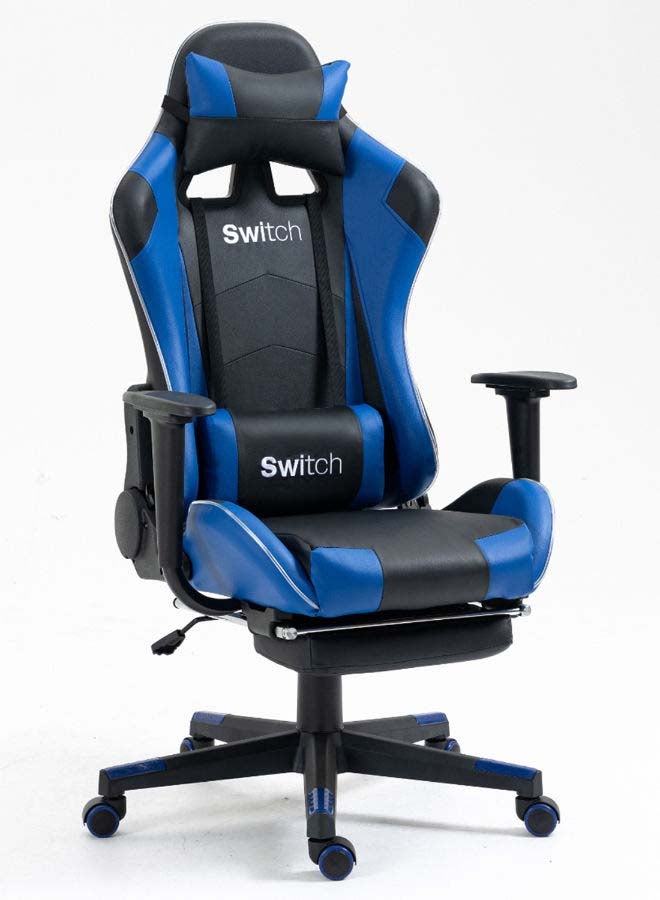 سويتش - Gorm, RGB LED Lights Gaming Chair, Ergonomic Office Chair, Headrest With Lumbar Support, High Back With Adjustable Reclining And Footrest, Swivel In Dark Blue With Black Accents 5727Db1 Dark Blue - Image 1