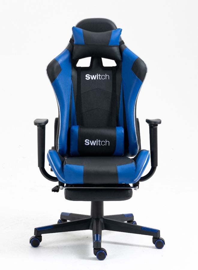 سويتش - Gorm, RGB LED Lights Gaming Chair, Ergonomic Office Chair, Headrest With Lumbar Support, High Back With Adjustable Reclining And Footrest, Swivel In Dark Blue With Black Accents 5727Db1 Dark Blue - Image 1