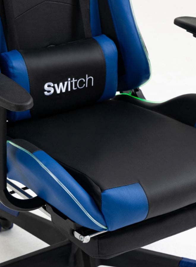 سويتش - Gorm, RGB LED Lights Gaming Chair, Ergonomic Office Chair, Headrest With Lumbar Support, High Back With Adjustable Reclining And Footrest, Swivel In Dark Blue With Black Accents 5727Db1 Dark Blue - Image 1