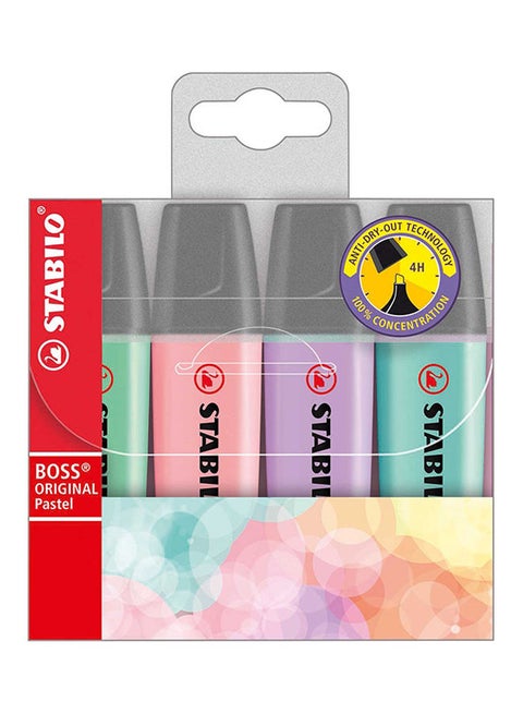 4-Piece Boss Original Pastel Highlighter Set Multicolour