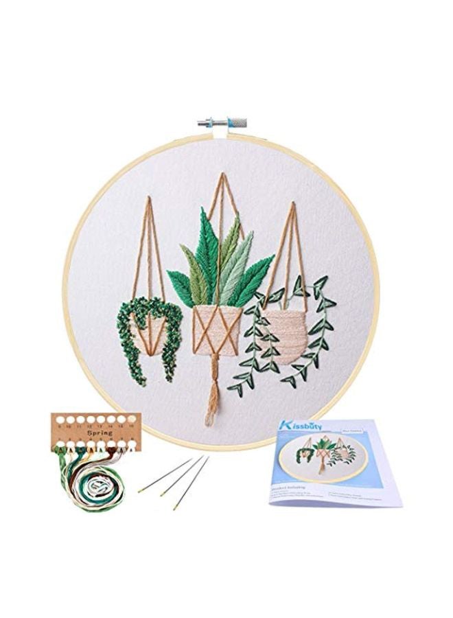 Kissbuty - Embroidery Starter Kit White/Green/Beige - Image 1