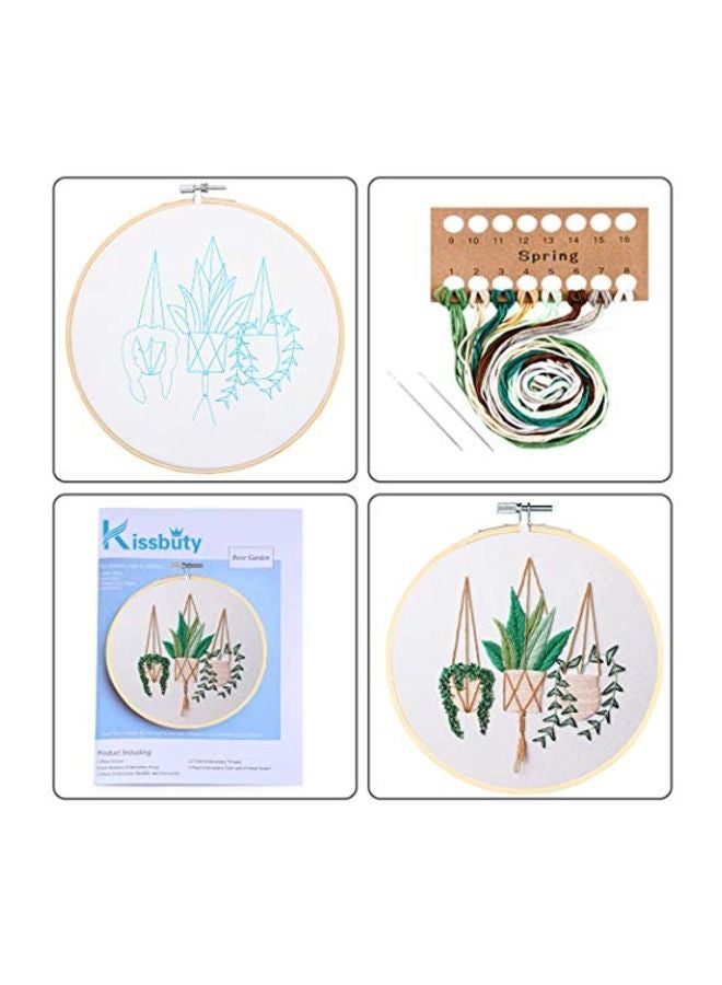 Kissbuty - Embroidery Starter Kit White/Green/Beige - Image 1