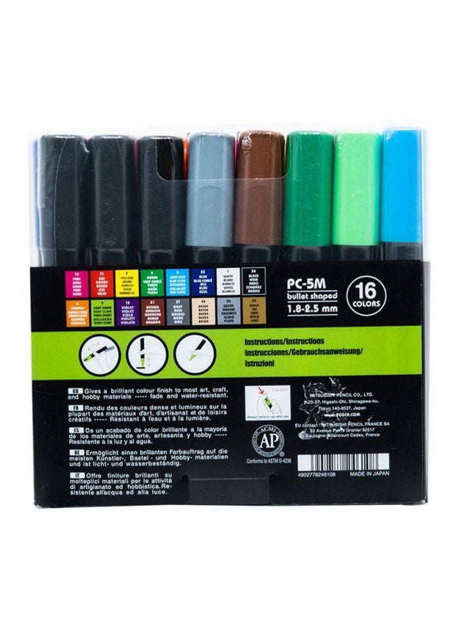 POSCA - 16-Piece Bullet Shaped Paint Marker Set 1.8-2.5 mm Multicolour - Image 1