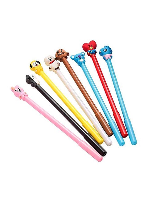 8-Piece Gel Ink Pen Set Yellow/Red/Pink