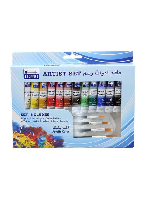 Acrylic Colour Paint With Brush Set Multicolour
