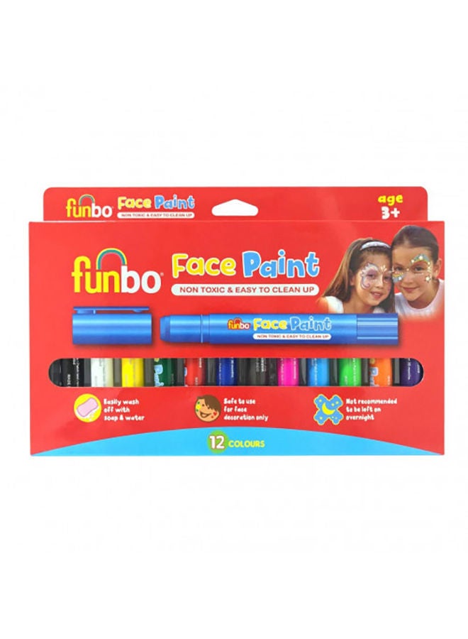 Funbo - 12 Colors Professional Face Painting Tubes Kits Multicolour - Image 1