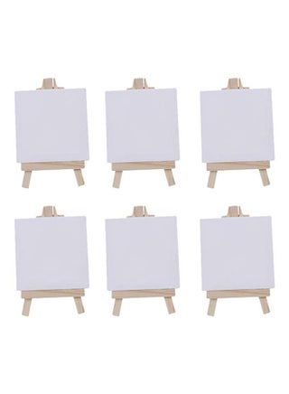 Pack Of 6 Mini Canvas With Wooden Easel Stand Set White - v1666972014/N39793194A_1