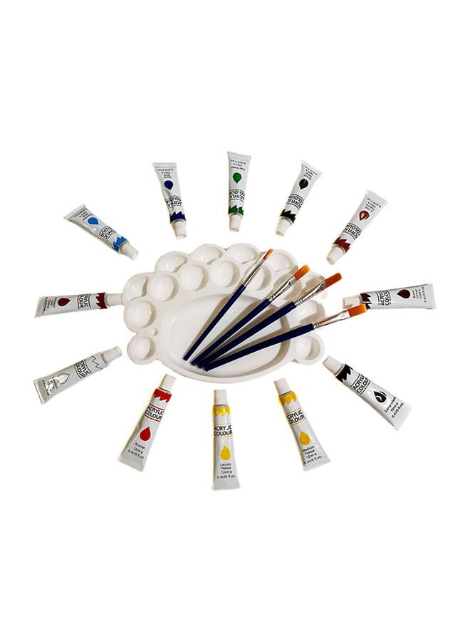 Generic 12 Colors Tiptop Acrylic Paints With Brushes And Palette Paint Set Multicolour  - Image 5