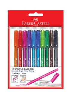 10-Piece Ink-Flow Color Ball Pen Set Multicolour