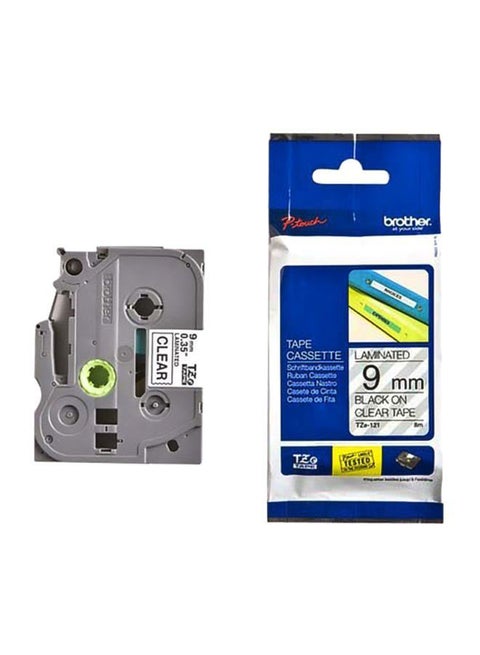TZE-121 Labelling Tape 9mm Clear/Black