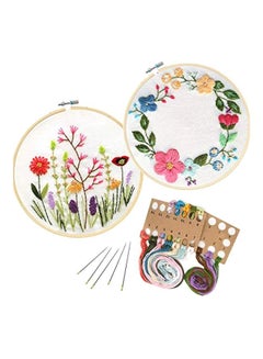 unime 2-Piece Embroidery Starter Kit Green/White/Pink  - Image 1