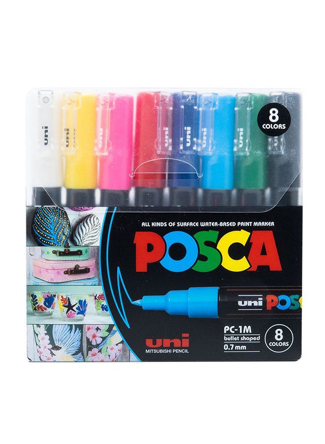 POSCA 8-Piece Bullet Shaped Paint Marker Set 0.7 mm Red/Blue/pink  - Image 2
