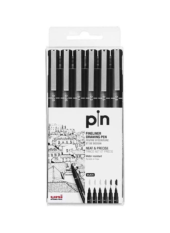 6-Piece Fineliner Pen Set Black - v1666973056/N38125022A_1