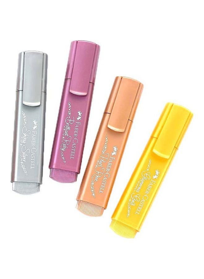FABER-CASTELL - Pack Of 4 Metallic Effect Highlighter Pens Multicolour - Image 1