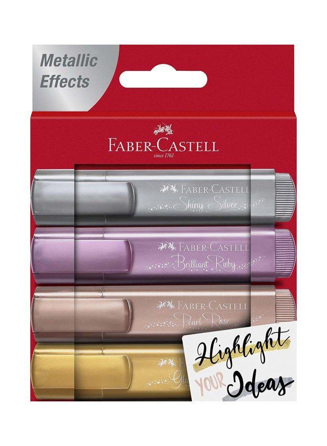 FABER-CASTELL - Pack Of 4 Metallic Effect Highlighter Pens Multicolour - Image 1