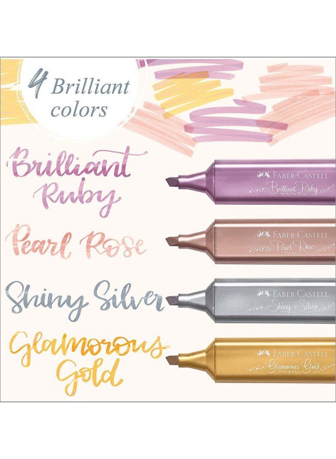 FABER-CASTELL - Pack Of 4 Metallic Effect Highlighter Pens Multicolour - Image 1