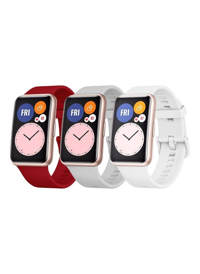 MARGOUN Watch Fit 1 Replacement Band Silicone Smartwatch Strap(Only Compatible With Watch Fit 1) Maroon/Grey/White - Image 1