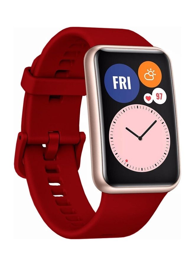 MARGOUN Watch Fit 1 Replacement Band Silicone Smartwatch Strap(Only Compatible With Watch Fit 1) Maroon/Grey/White - Image 5