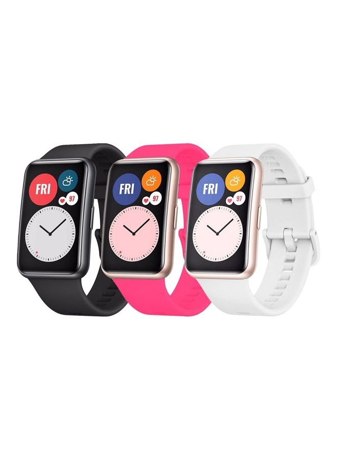 MARGOUN Watch Fit 1 Replacement Band Silicone Smartwatch Strap(Only Compatible With Watch Fit 1) Black/Pink/White - Image 1