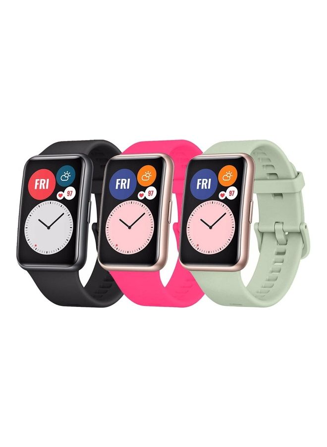 MARGOUN Watch Fit 1 Replacement Band Silicone Smartwatch Strap(Only Compatible With Watch Fit 1) Black/Pink/Light Green - Image 1