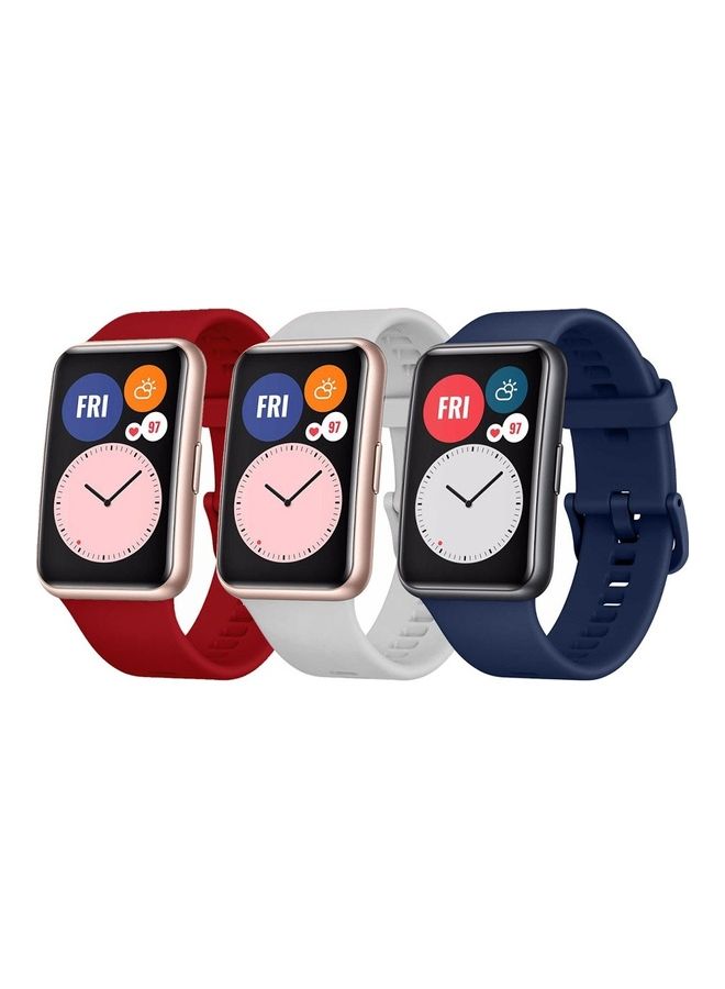 MARGOUN Watch Fit 1 Replacement Band Silicone Smartwatch Strap(Only Compatible With Watch Fit 1) Maroon/Grey/Dark Blue  - Image 1
