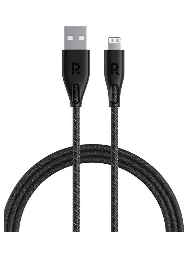 RAVPOWER MFi Certified Power Cable Lightning 2 Meter Nylon Black - Image 1