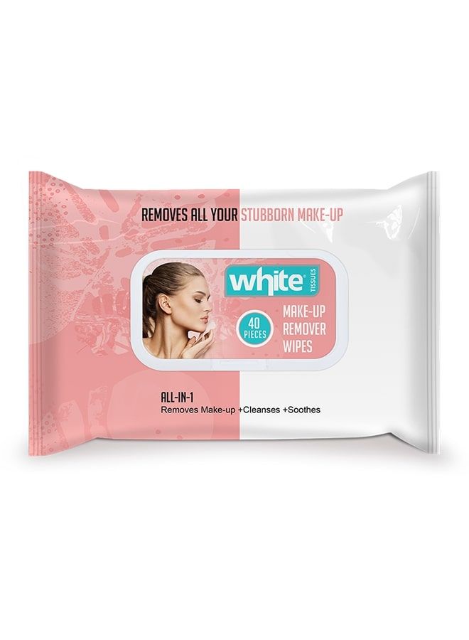 White - Make-up Remover 40 Wipes - Image 1